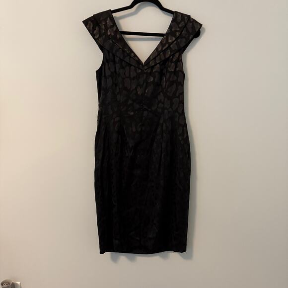 Vintage CHETTA B Evening Black Leopard Date Night Cocktail Dress Size 10 - Picture 1 of 6